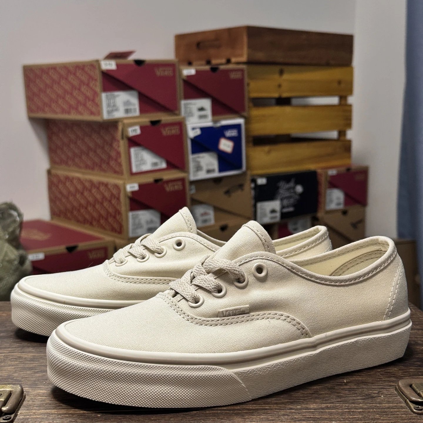 Vans Beige Classic Canvas Low Top Sneakers