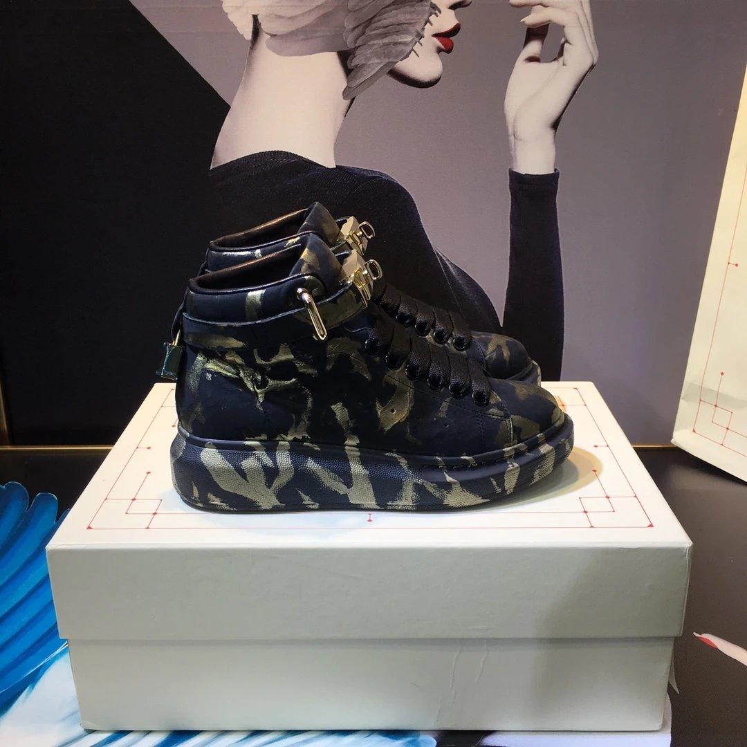 Alexander McQueen Black Gold High Top Sneakers