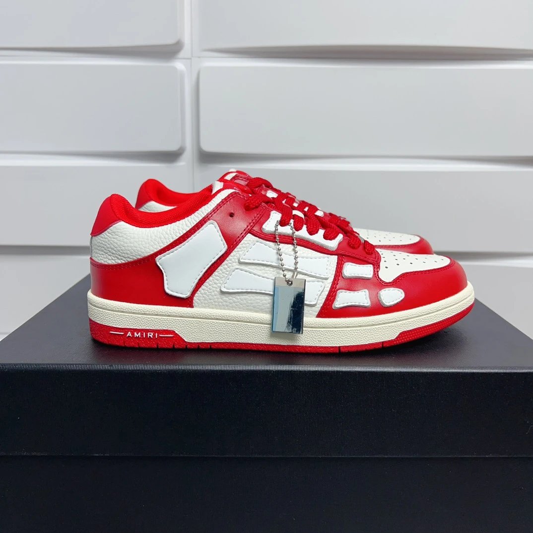 Amiri Red White Leather Low Top Sneakers