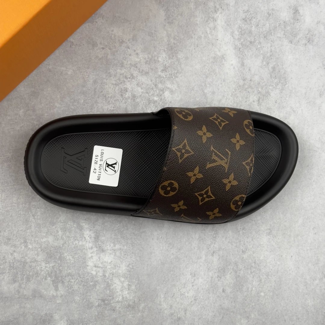 Louis Vuitton Monogram Brown Men's Slide Sandals