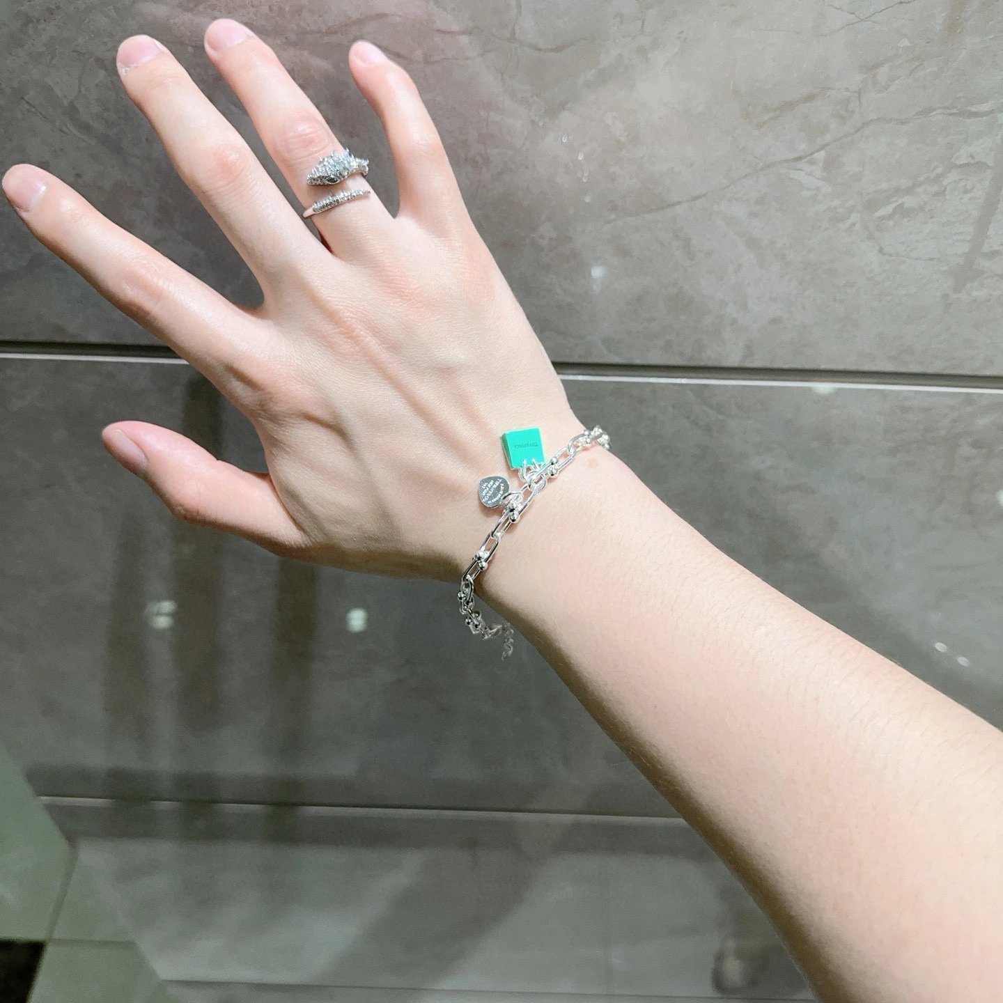 Tiffany & Co Silver Heart Lock Charm Bracelet