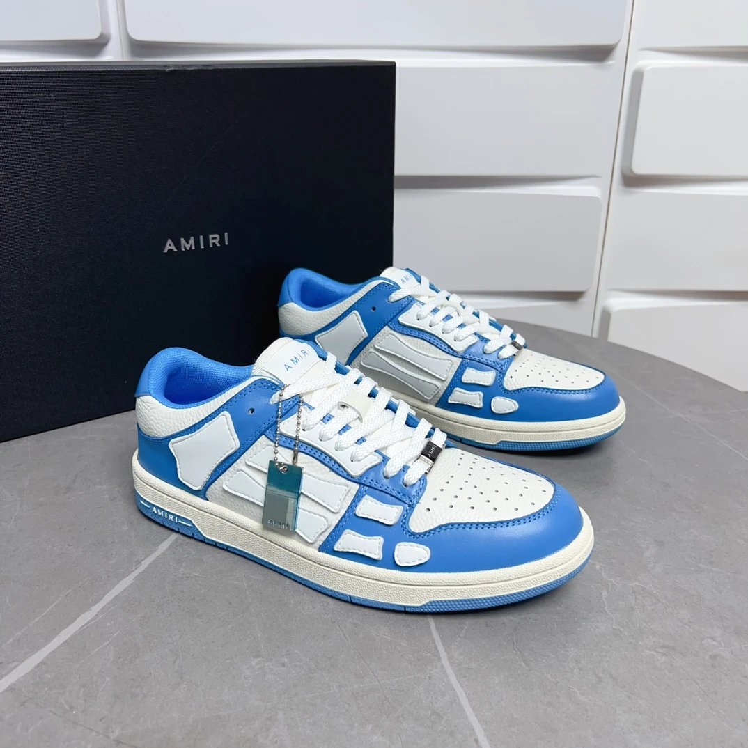 Amiri Blue White Leather Low Top Sneakers