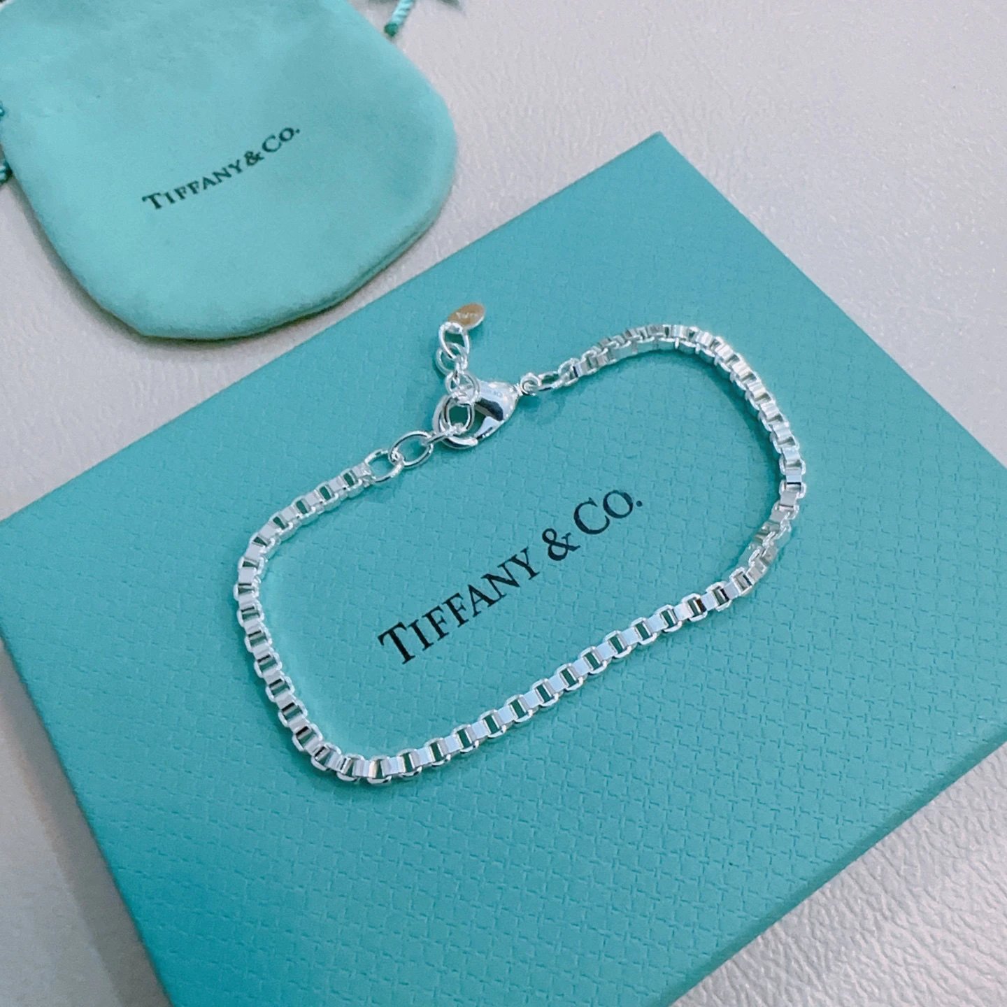 Tiffany & Co. Silver Box Chain Bracelet for Women