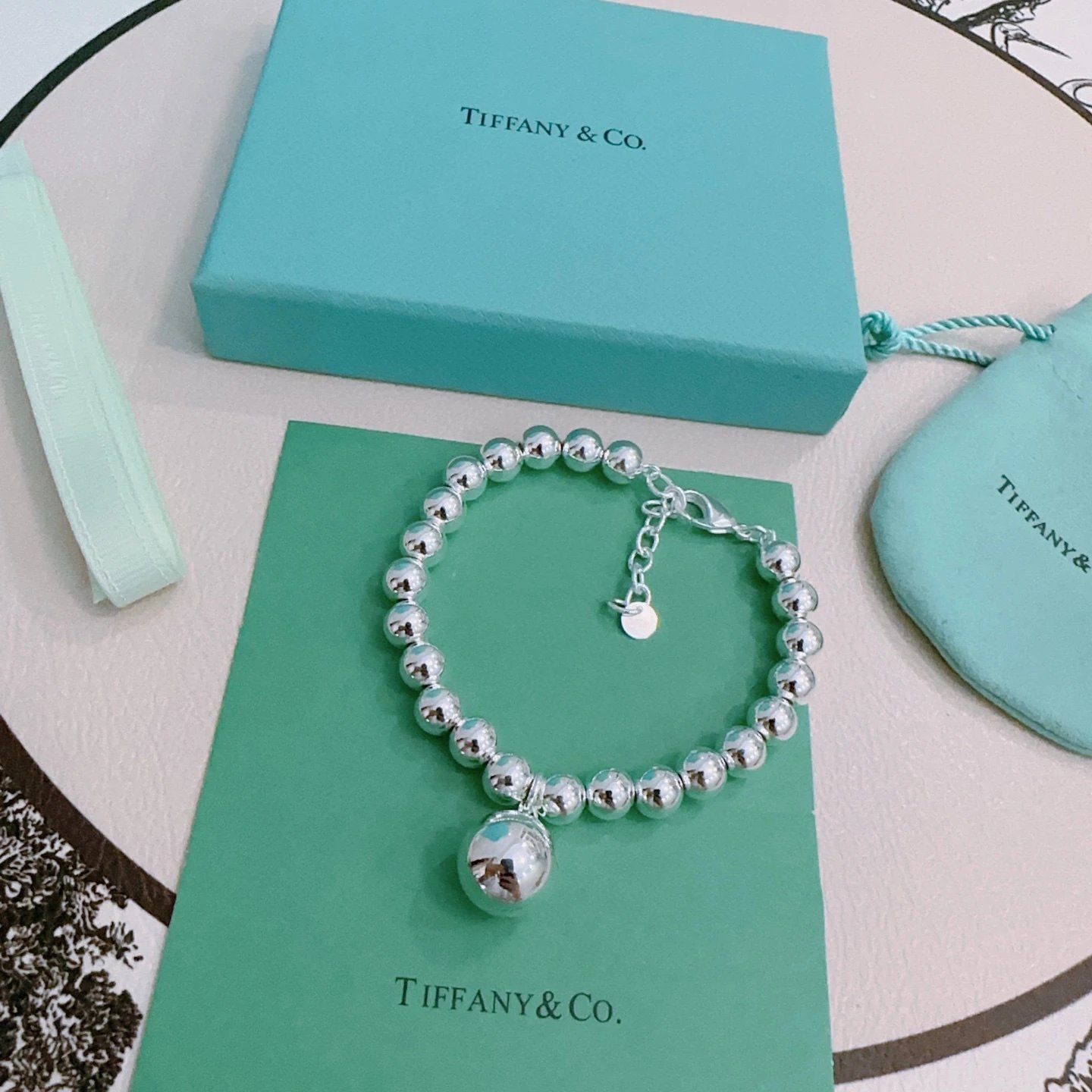 Tiffany & Co. Silver Bead Bracelet Charm Jewelry Gift