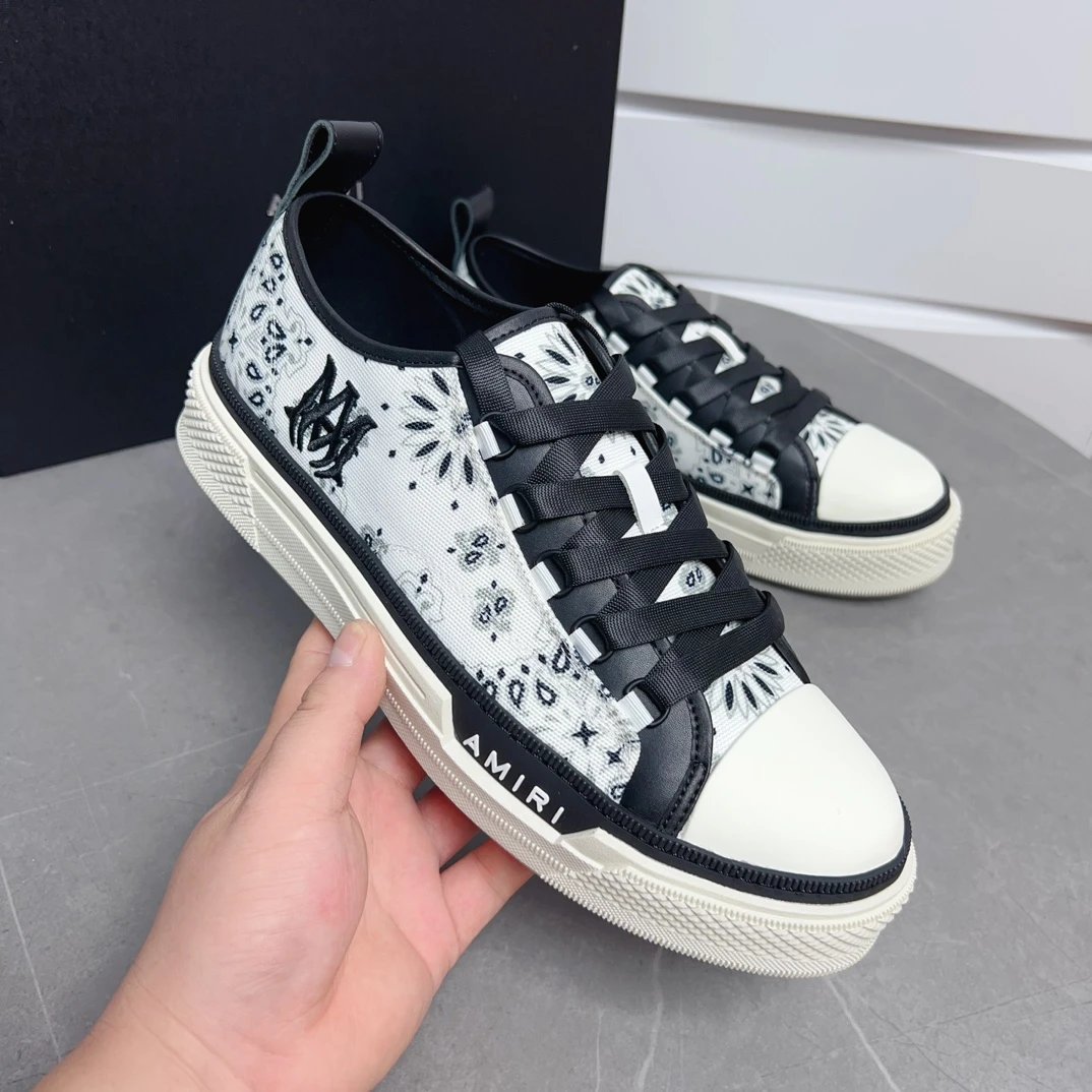 Amiri Bandana Print Black Lace Up Casual Sneakers