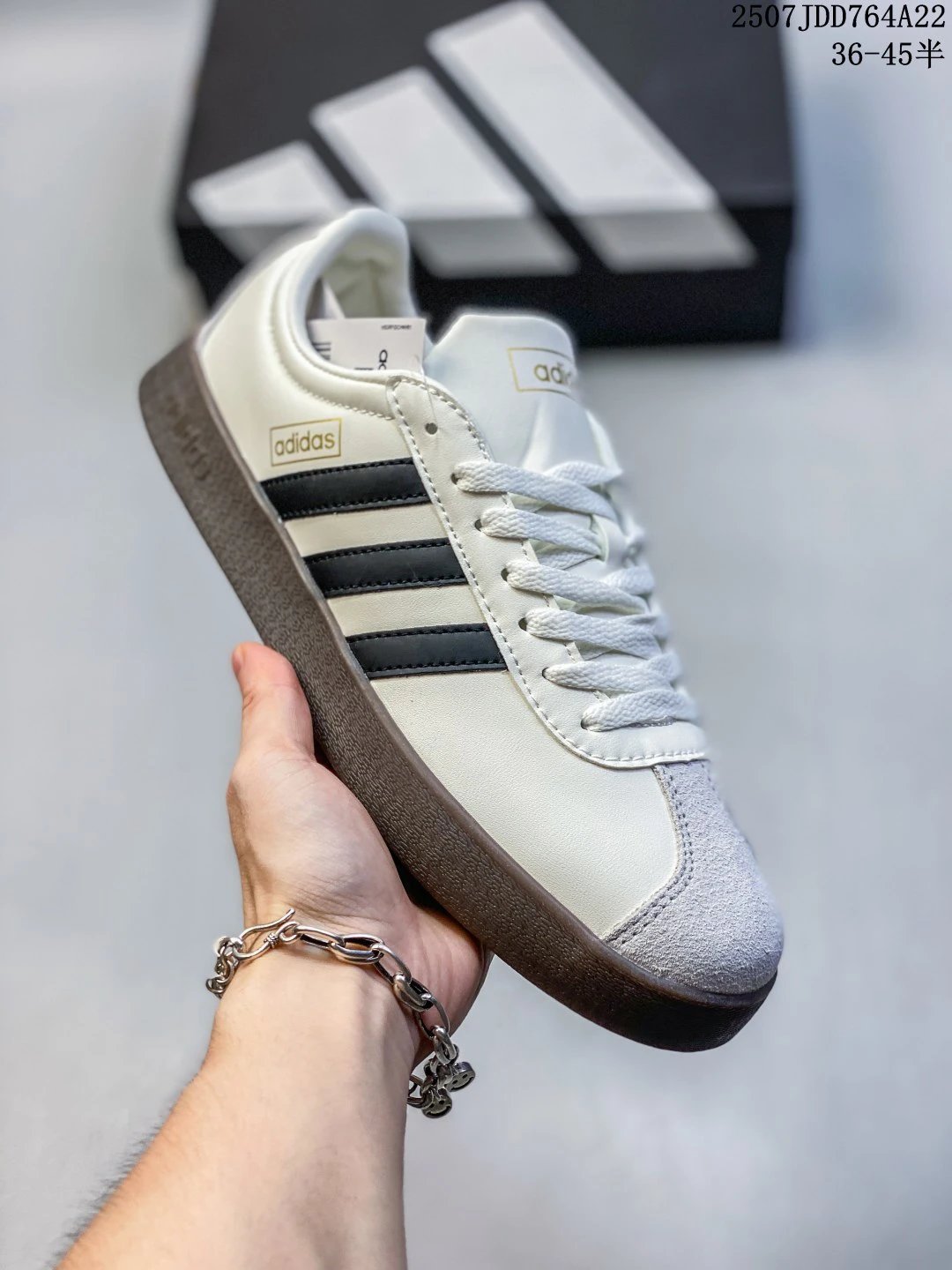 Adidas Classic White Sneakers Black Stripes Shoes