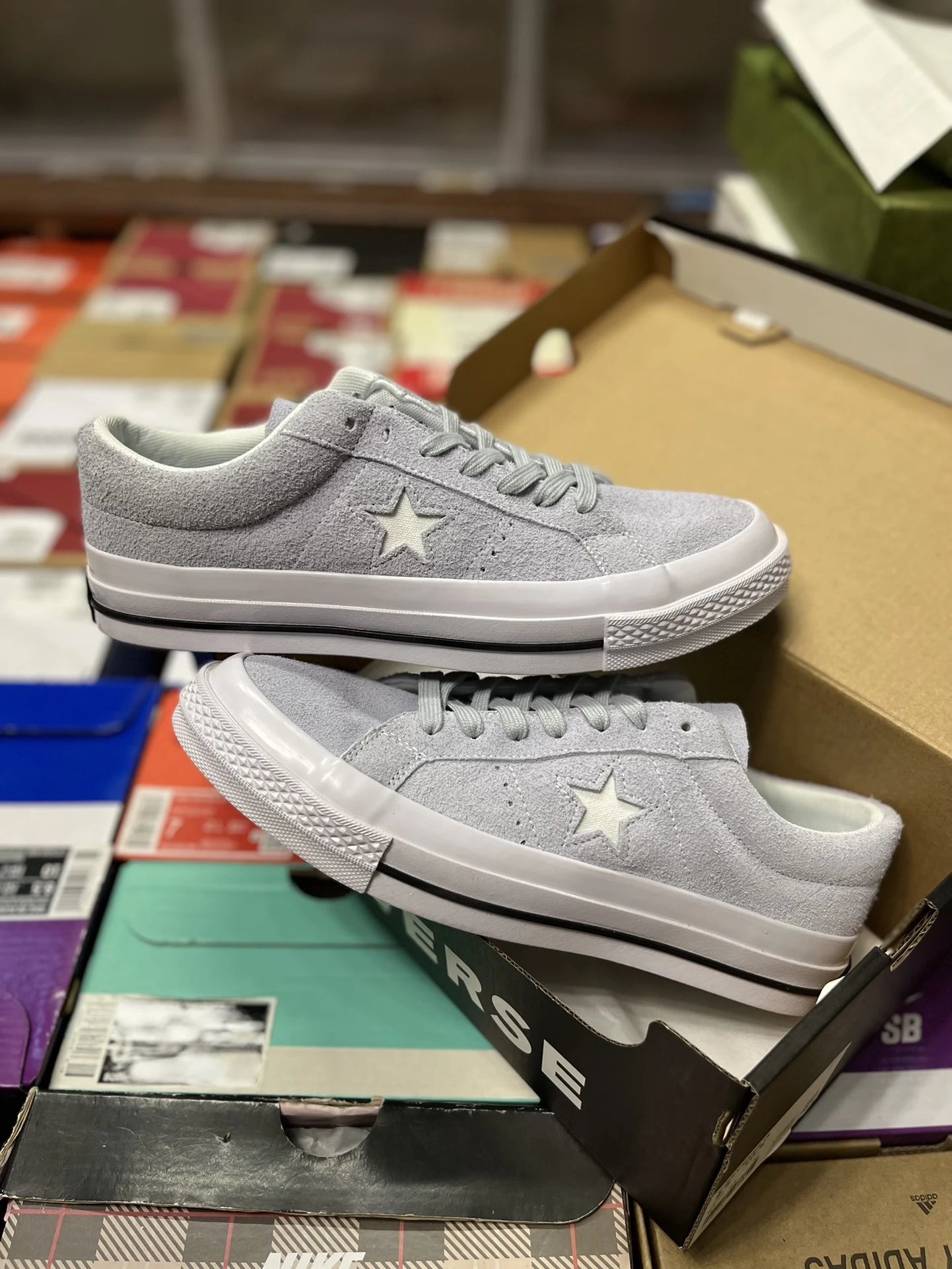 Converse One Star Gray Suede Low Top Shoes