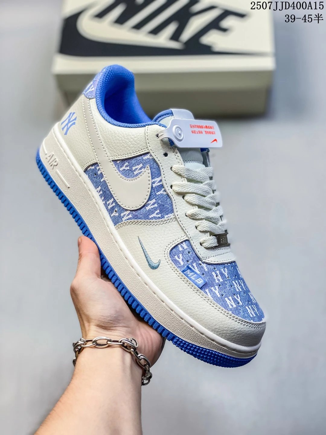 Nike Air Force 1 Blue Pattern Low Sneakers