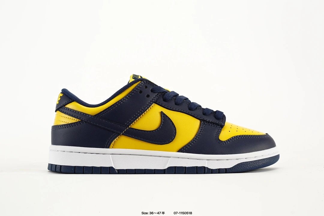 Nike Dunk Low Navy Yellow Leather Sneakers