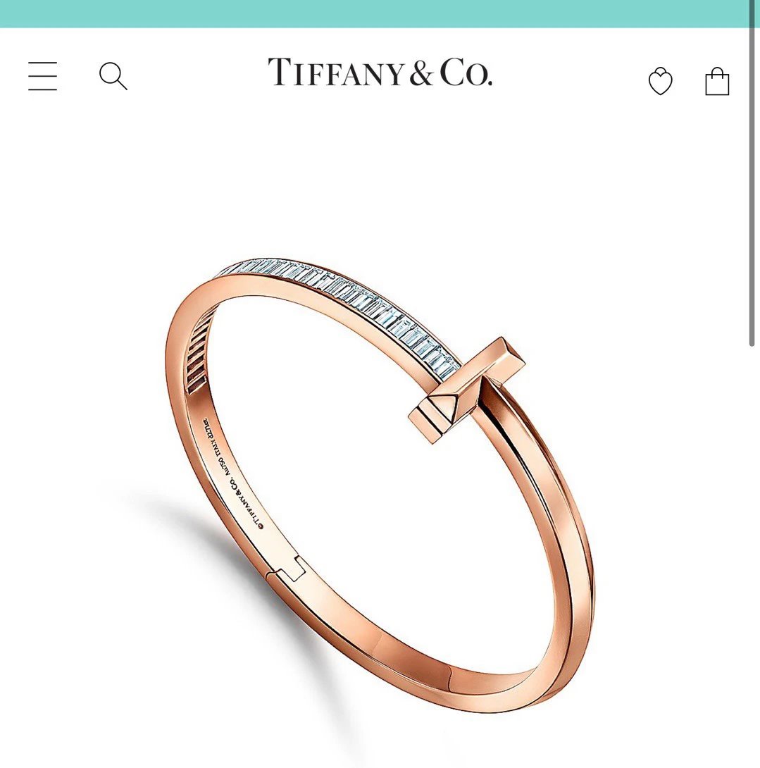 Tiffany & Co. Rose Gold T Diamond Bangle Bracelet