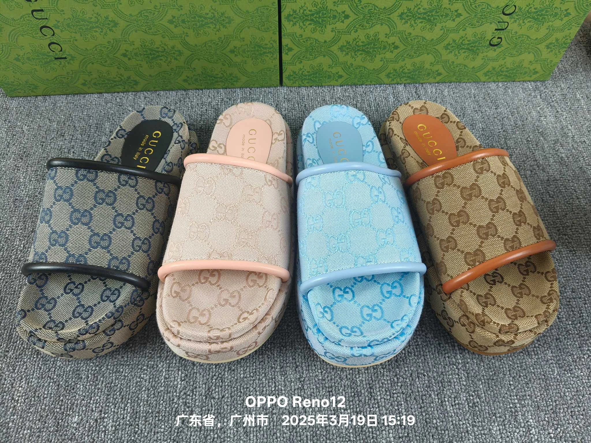 Gucci Women Monogram Slides Summer Sandals