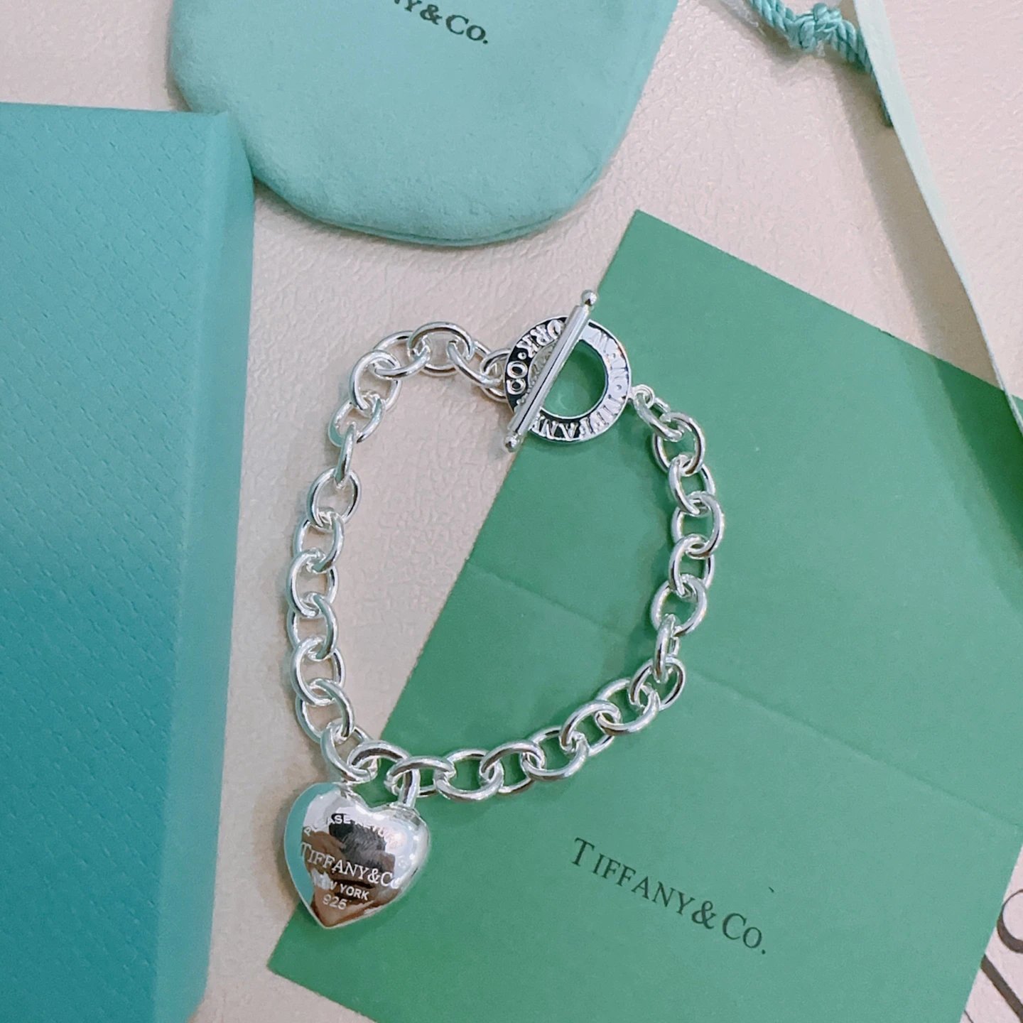 Tiffany Silver Heart Tag Bracelet for Women