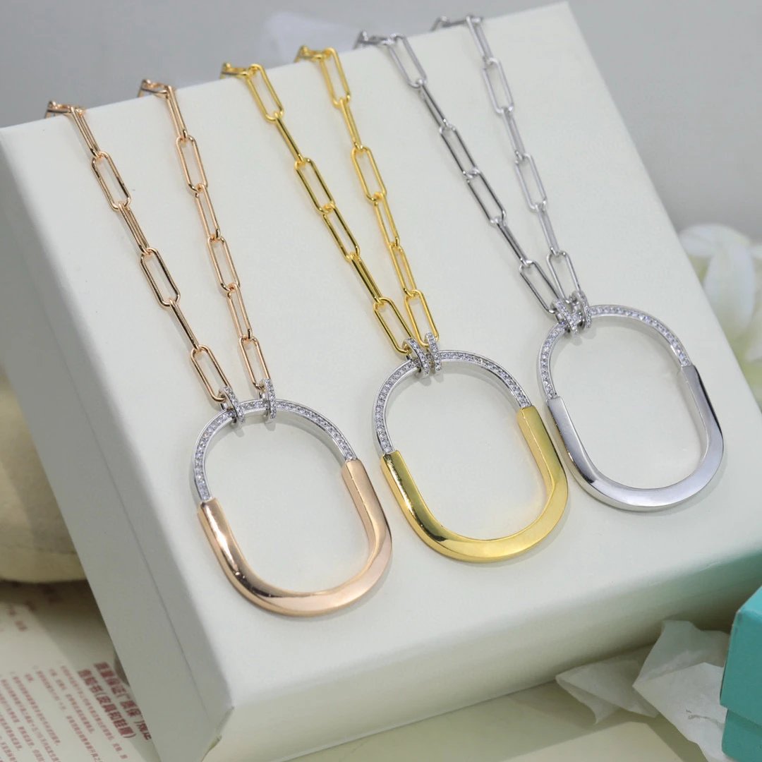 Tiffany Women Oval Link Chain Necklace Gold Silver