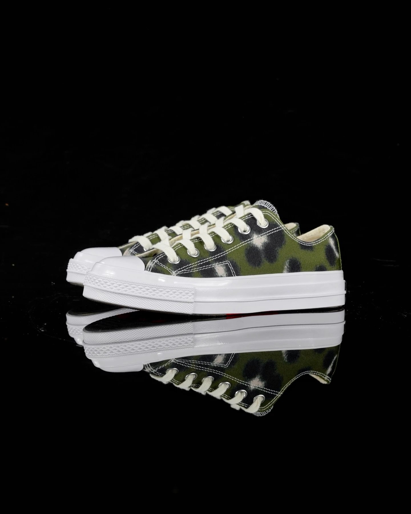 Converse Leopard Print Camo Canvas Low Top Sneakers