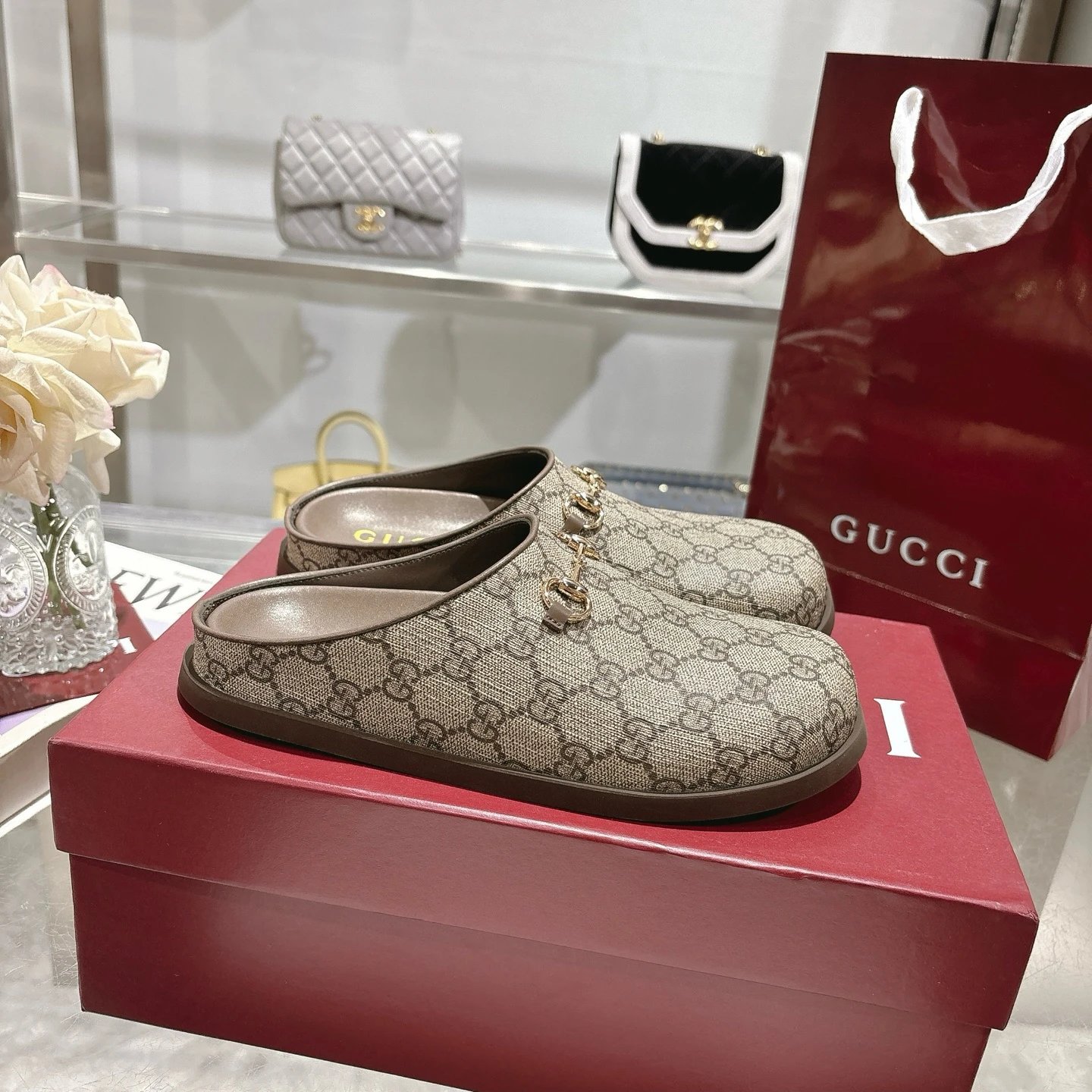 Gucci Women’s GG Canvas Horsebit Slip-On Loafers