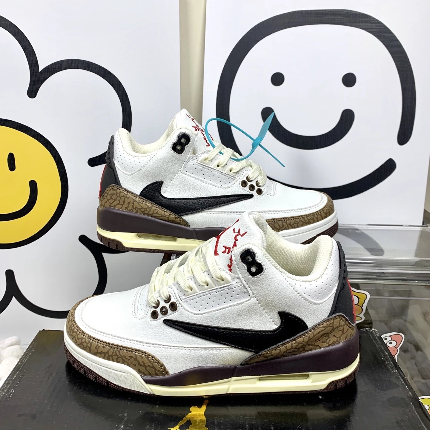 Air Jordan 3 Retro White Black Elephant Print Shoes