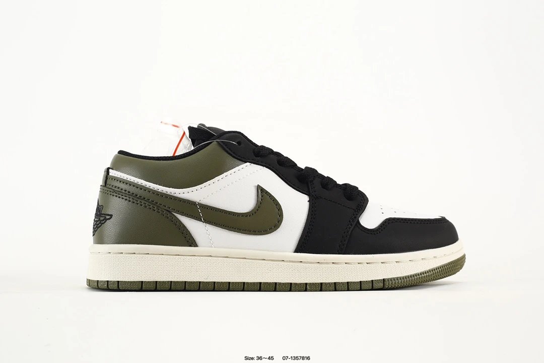 Air Jordan Low Retro Black White Olive Sneakers