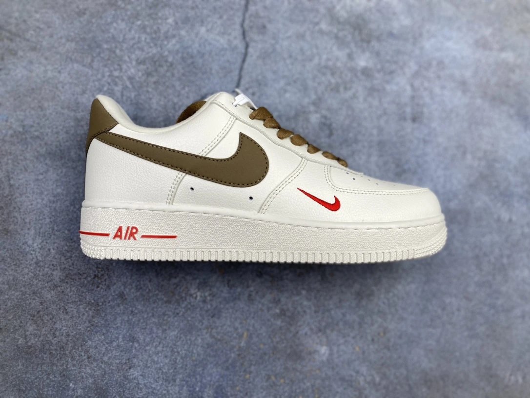 Nike Air Force 1 Low White Brown Red Sneakers