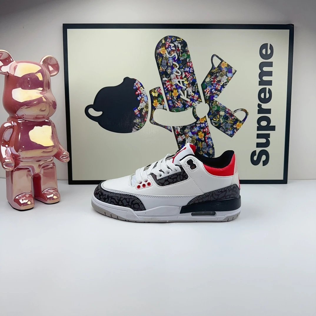 Air Jordan 3 Retro White Black Red Sneakers Shoes