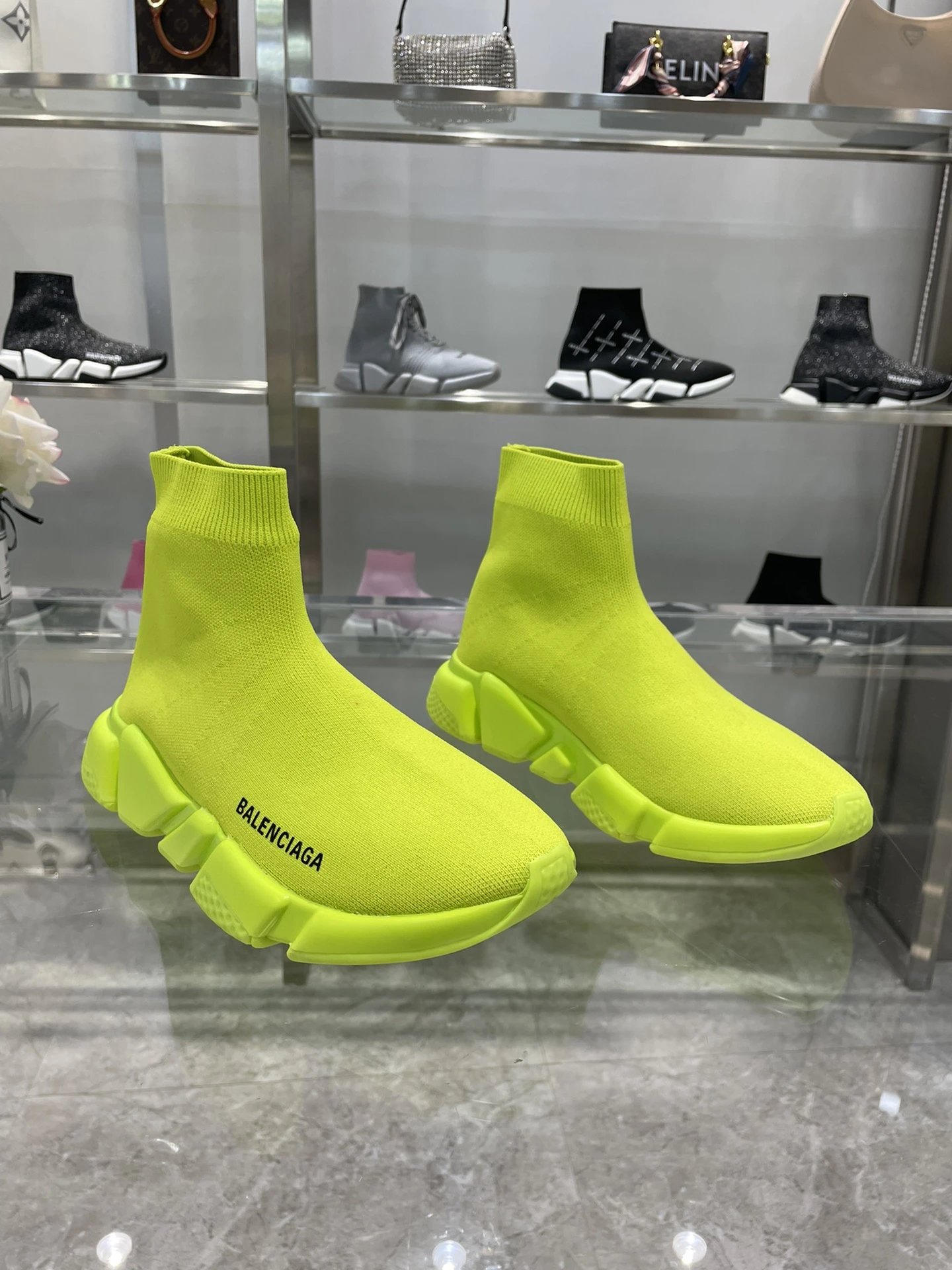 Balenciaga Speed Trainer Neon Yellow Sock Sneakers