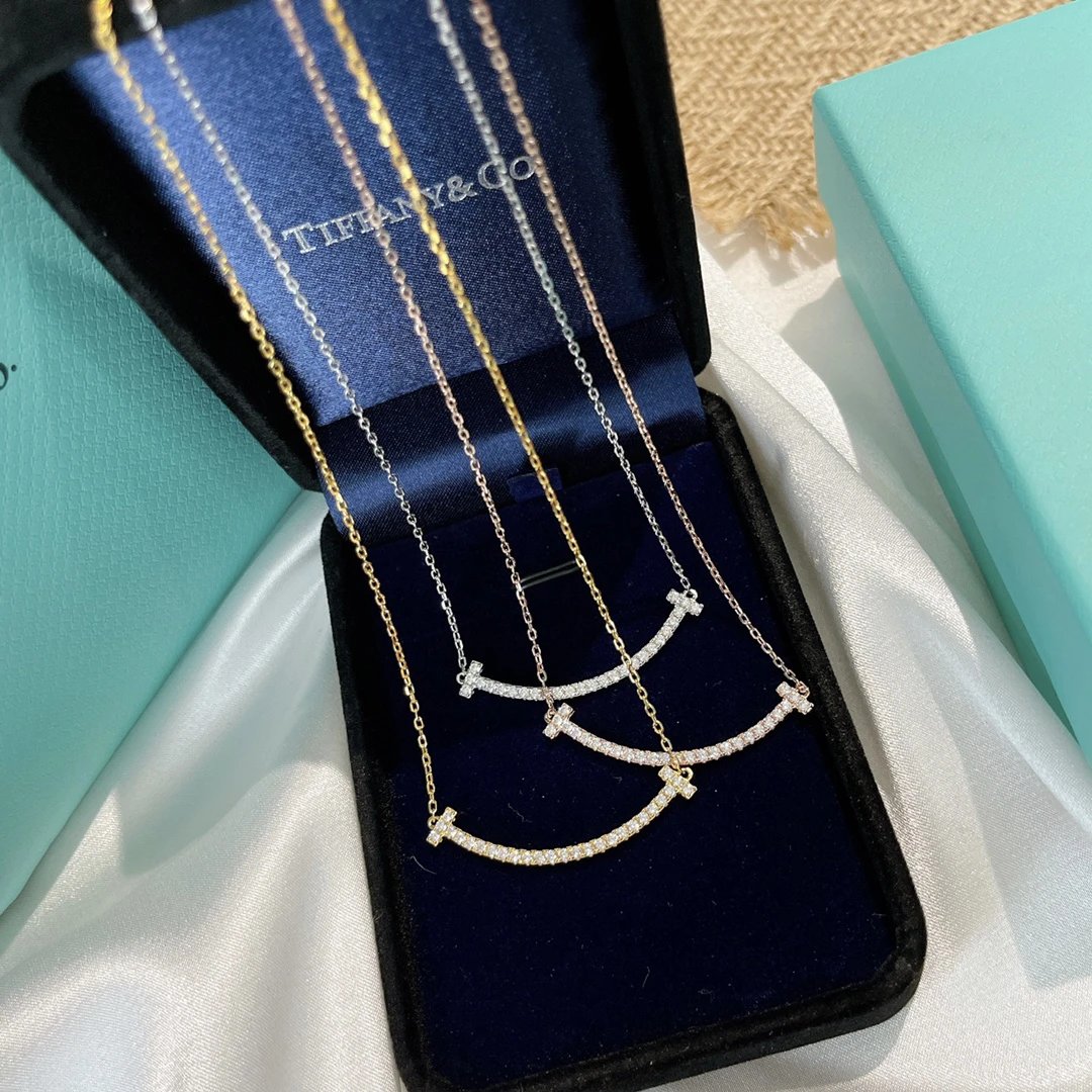 Tiffany Elegant Curve Necklace Gold Silver Jewelry Gift