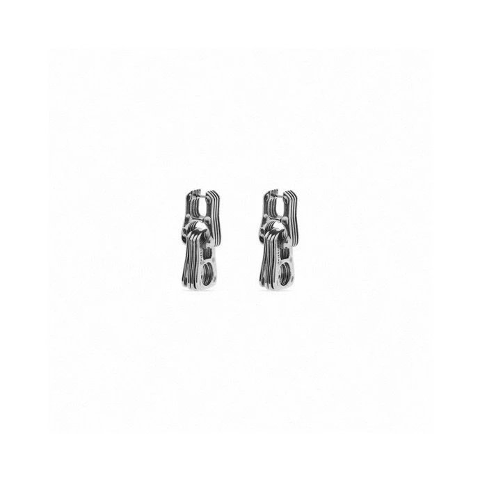 Balenciaga Silver Sculptural Layered Earrings Jewelry