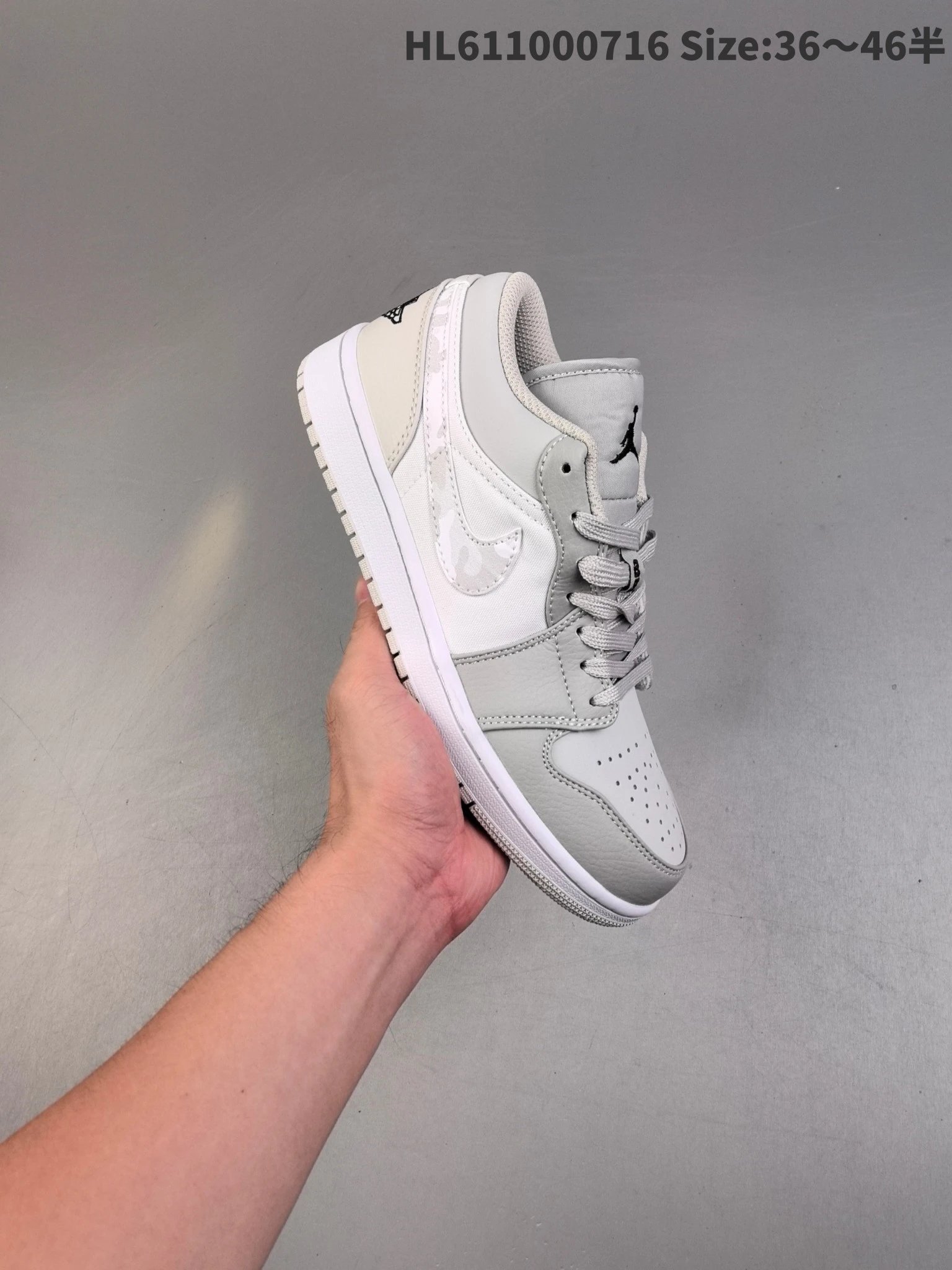 Air Jordan Low Grey White Leather Sneakers