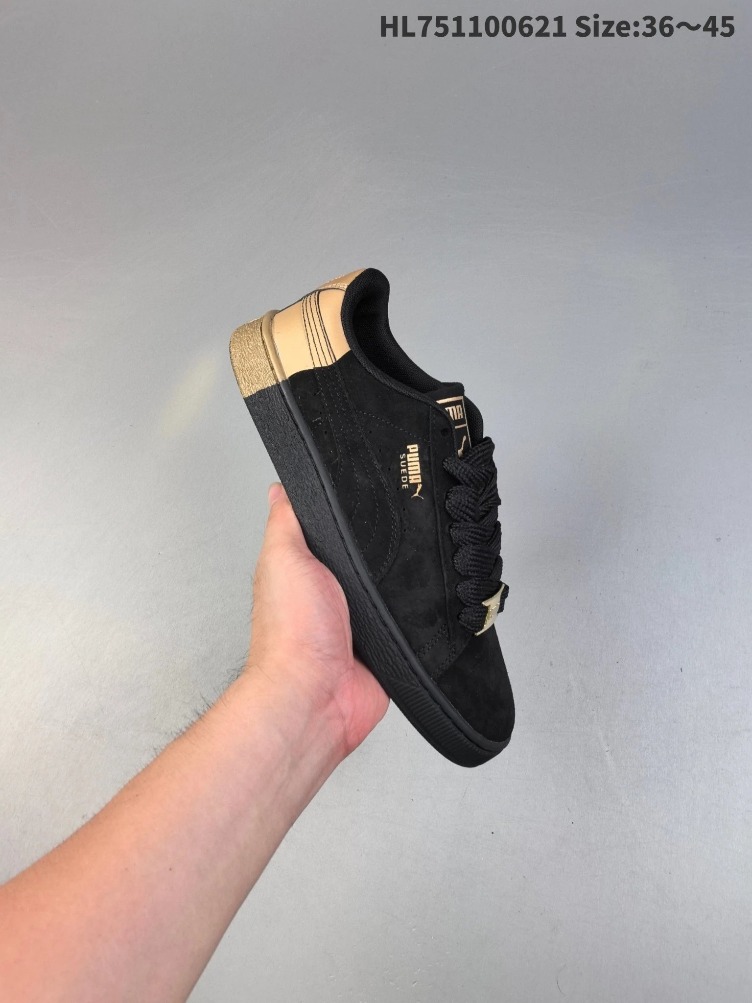 PUMA Suede Black Gold Sneakers Casual Shoes HL751100621