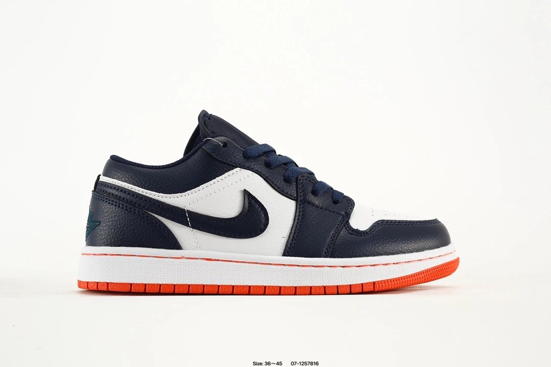 Air Jordan Low Navy White Orange Leather Sneakers