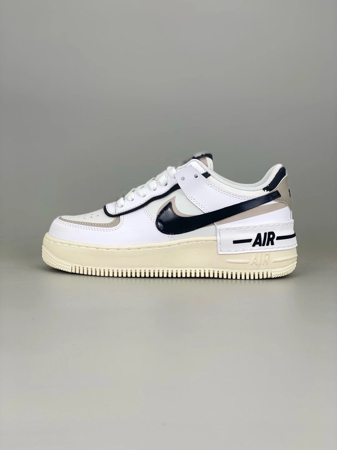 Nike Air Force 1 Shadow White Beige Leather Sneakers