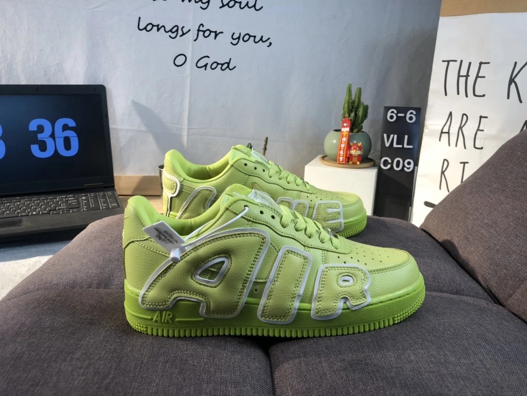 Nike Air Force 1 Lime Green Leather Sneakers