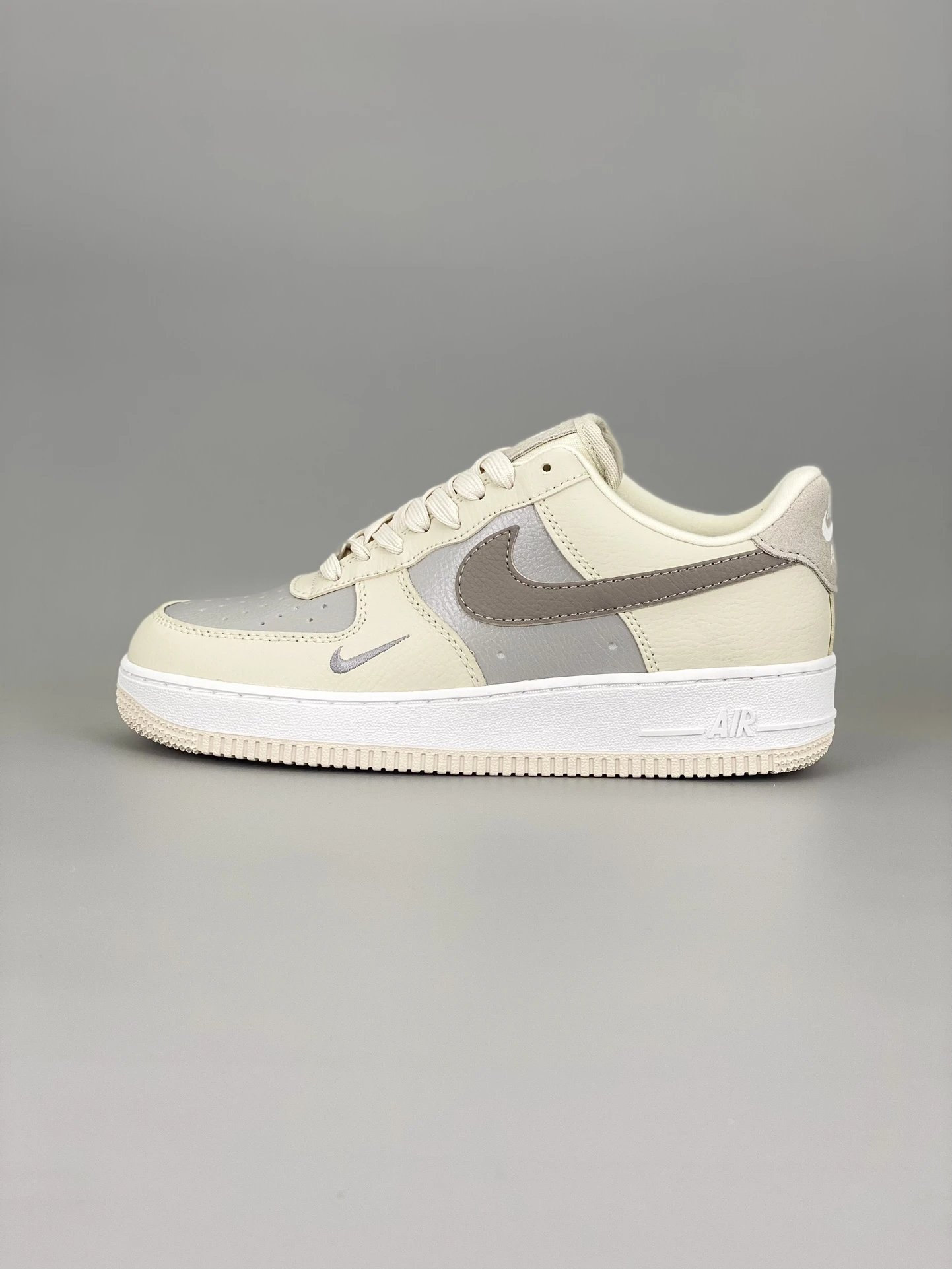 Nike Air Force 1 Low Beige Gray Leather Sneakers