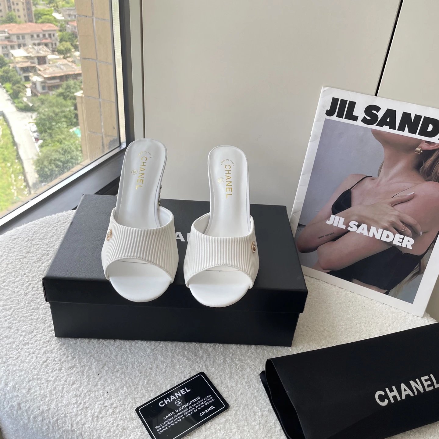 Chanel White Slide Sandals Women Luxury Summer Shoes