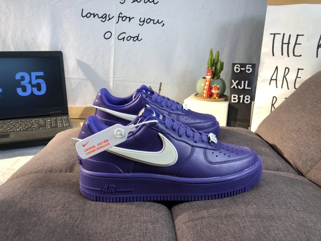 Nike Air Force 1 Purple Leather Casual Shoes
