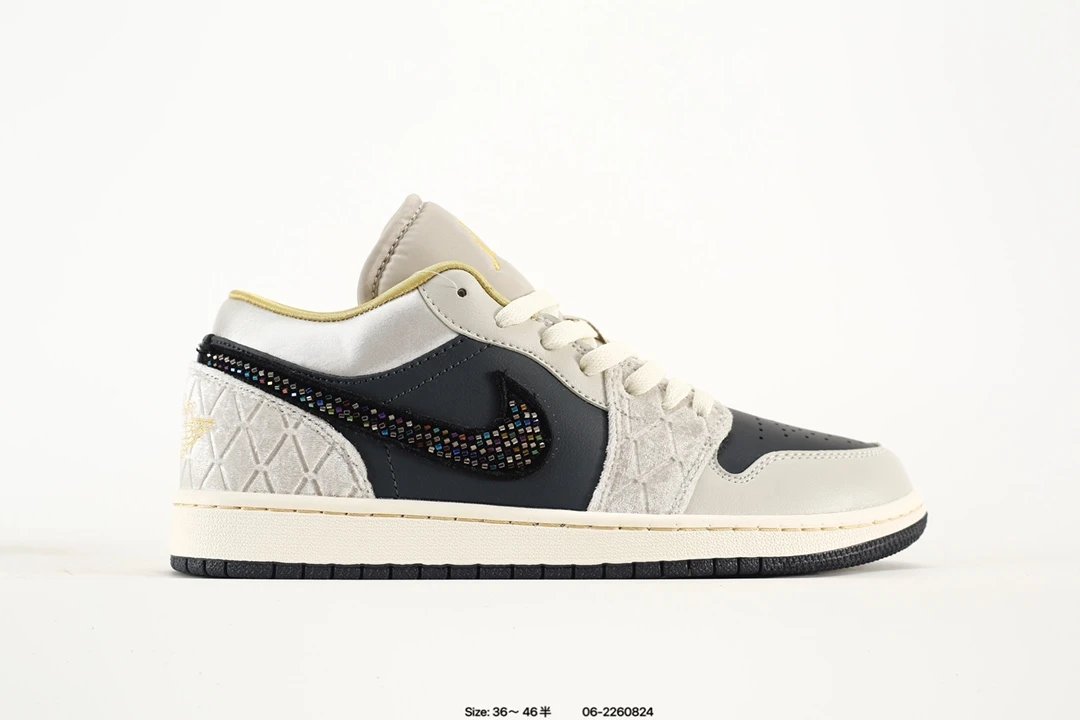 Air Jordan Low Quilted Leather Colorful Swoosh Sneakers Shoes