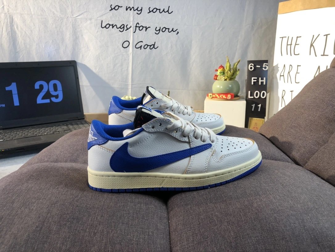 Air Jordan Low OG Blue White Leather Sneakers