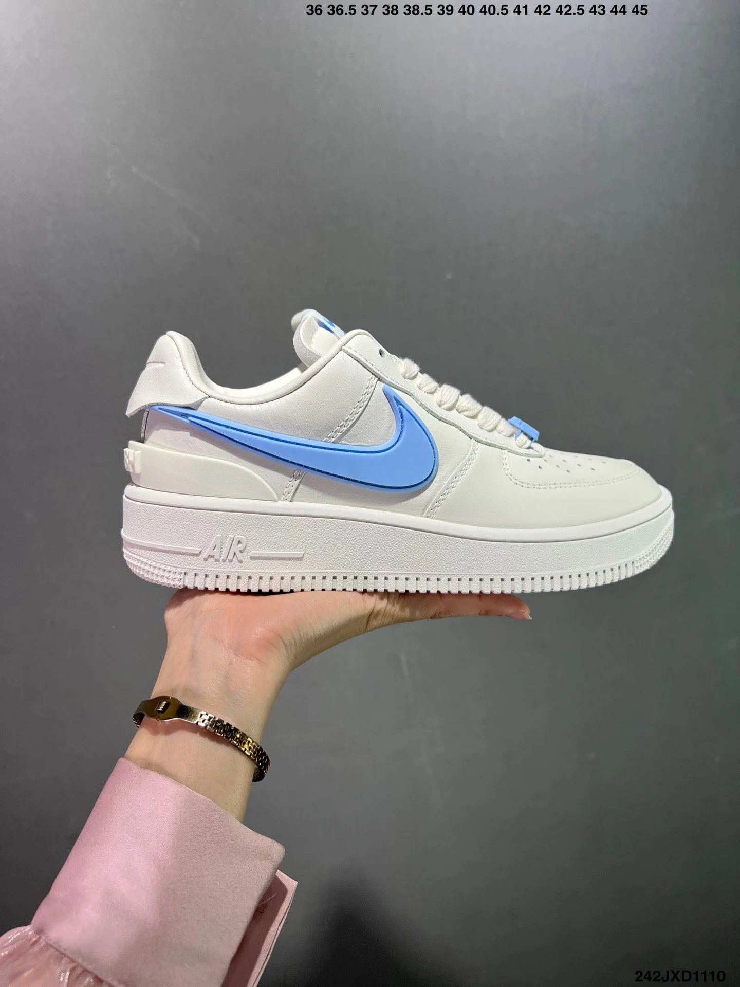 Nike Air Force 1 Low White Blue Leather Sneakers