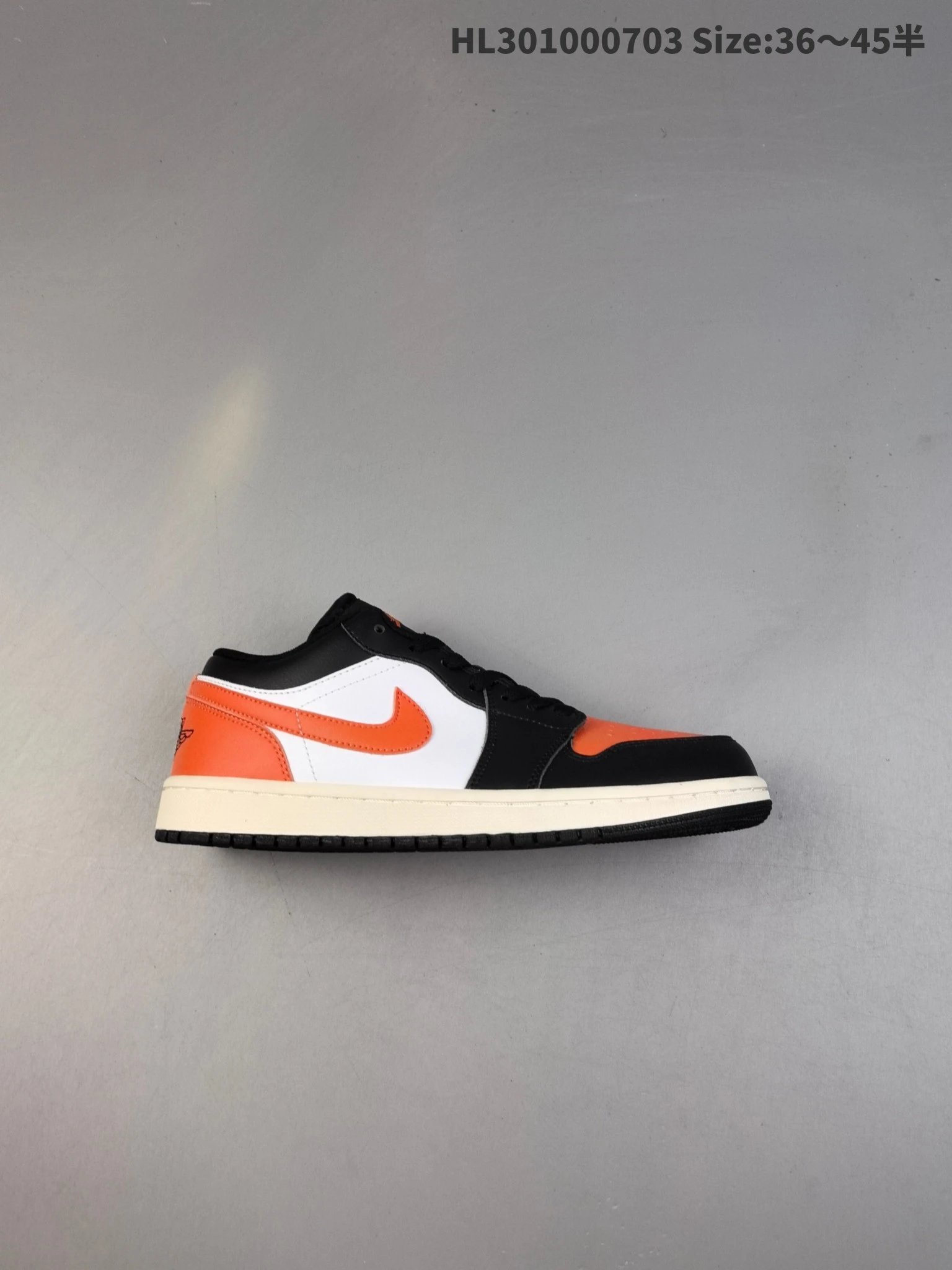 Air Jordan Low Black White Orange Sneakers 36-45