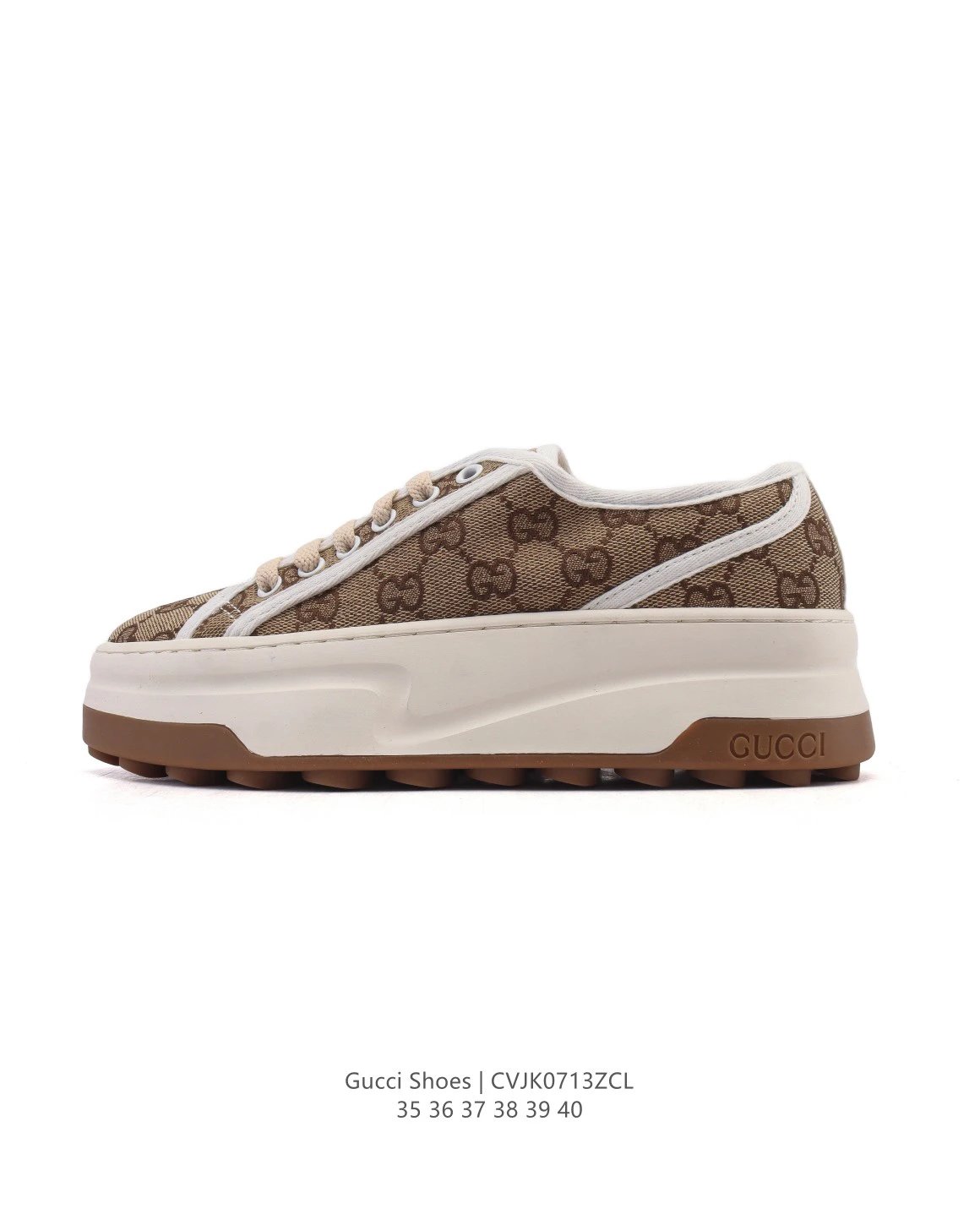 Gucci Women Sneakers GG Canvas Thick Sole Shoes