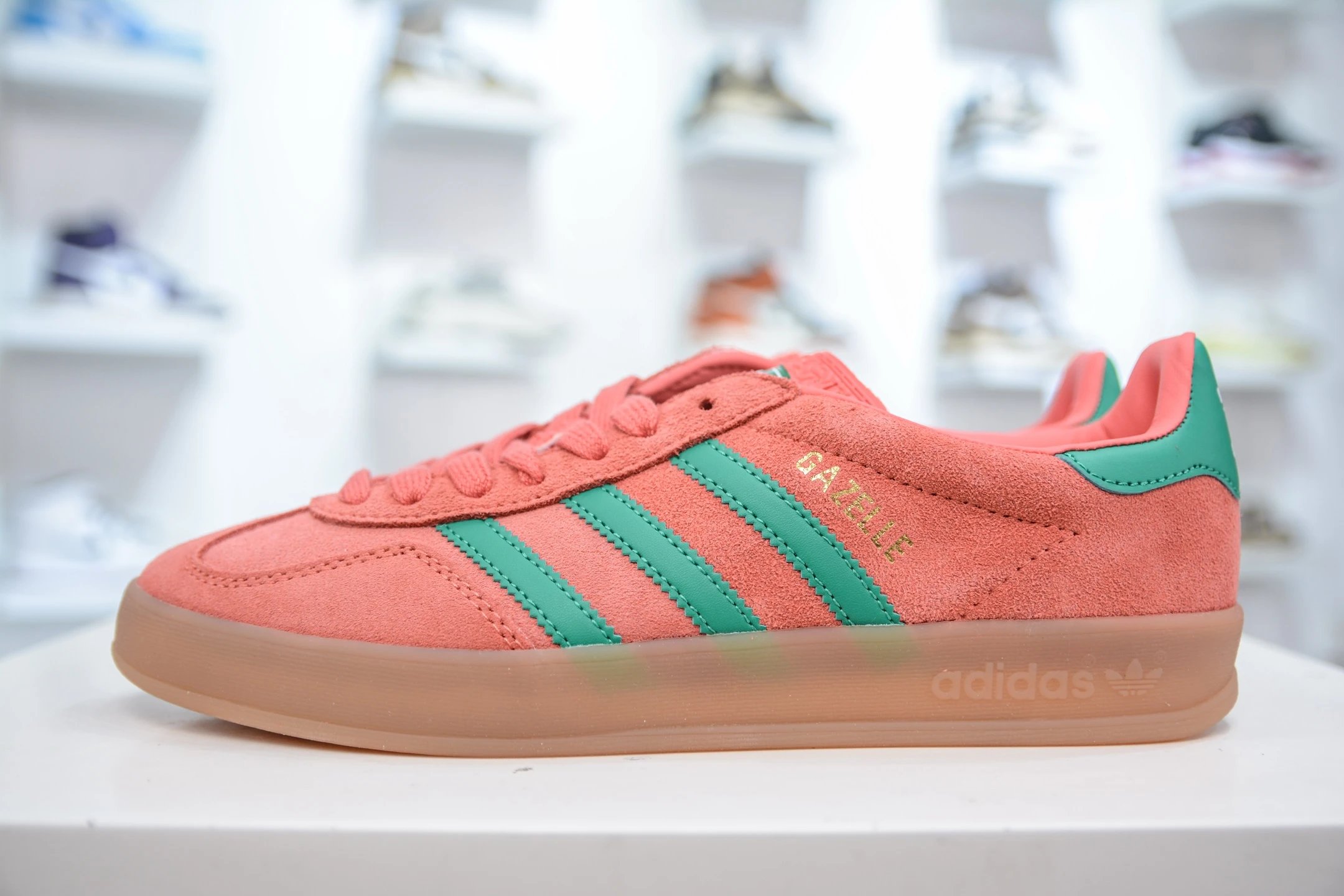 Adidas Gazelle Coral Green Suede Women Sneakers