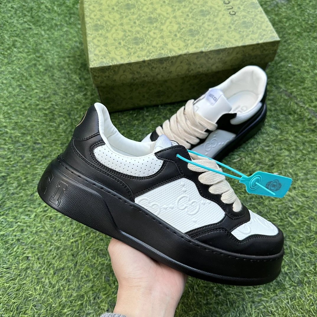 Gucci Black White Leather Casual Sneakers