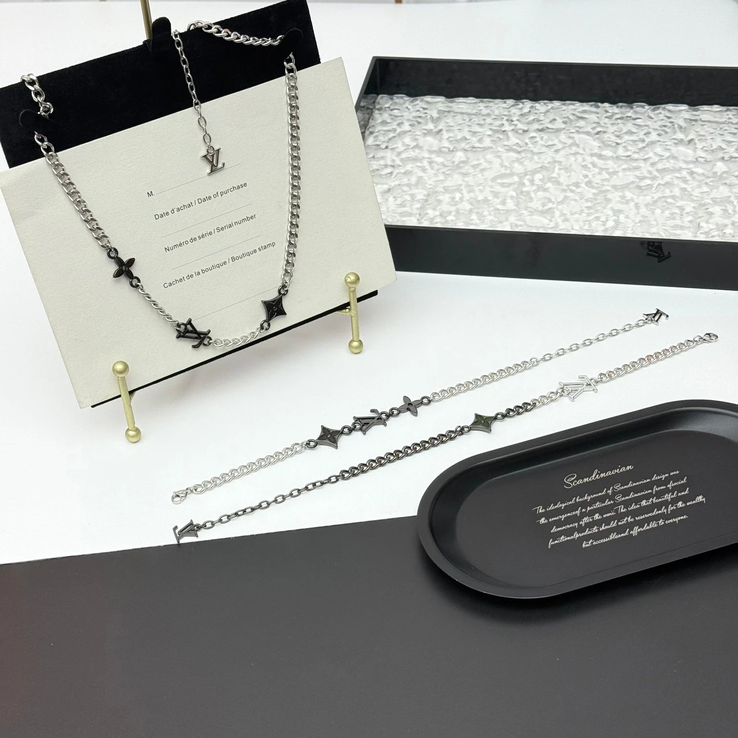 Louis Vuitton Silver Chain Jewelry Set for Women