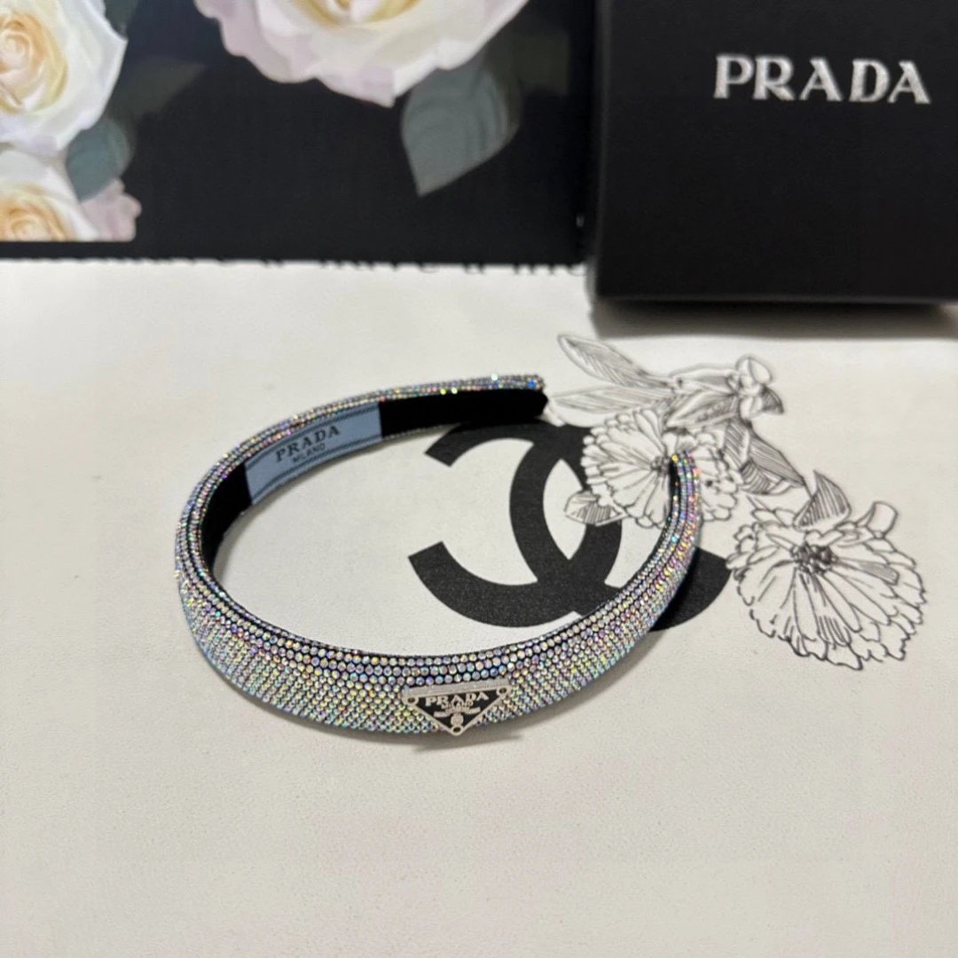 Prada Crystal Rhinestone Headband Women Luxury Hair Accessory