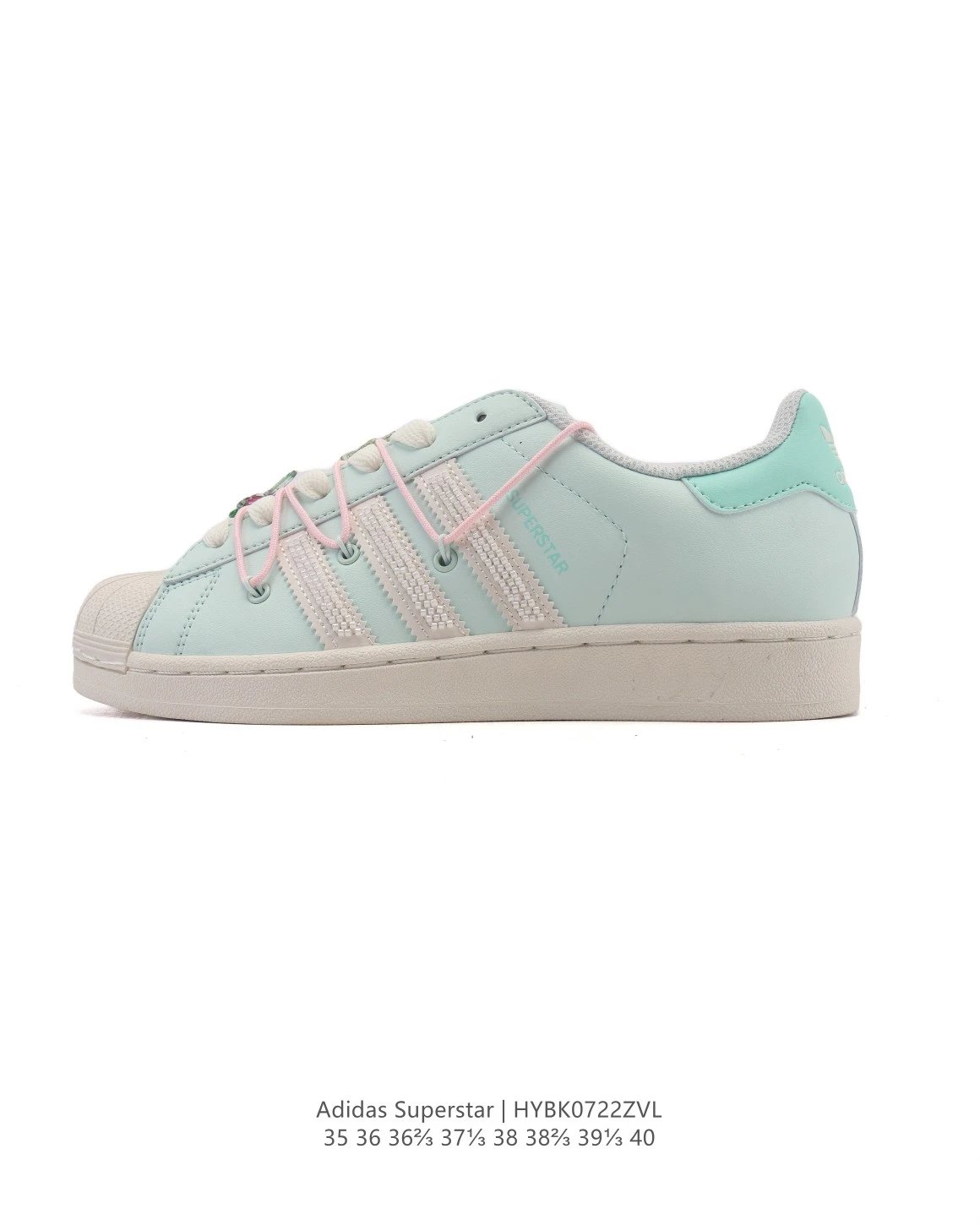 Adidas Superstar Mint Green Pink Lace Shoes