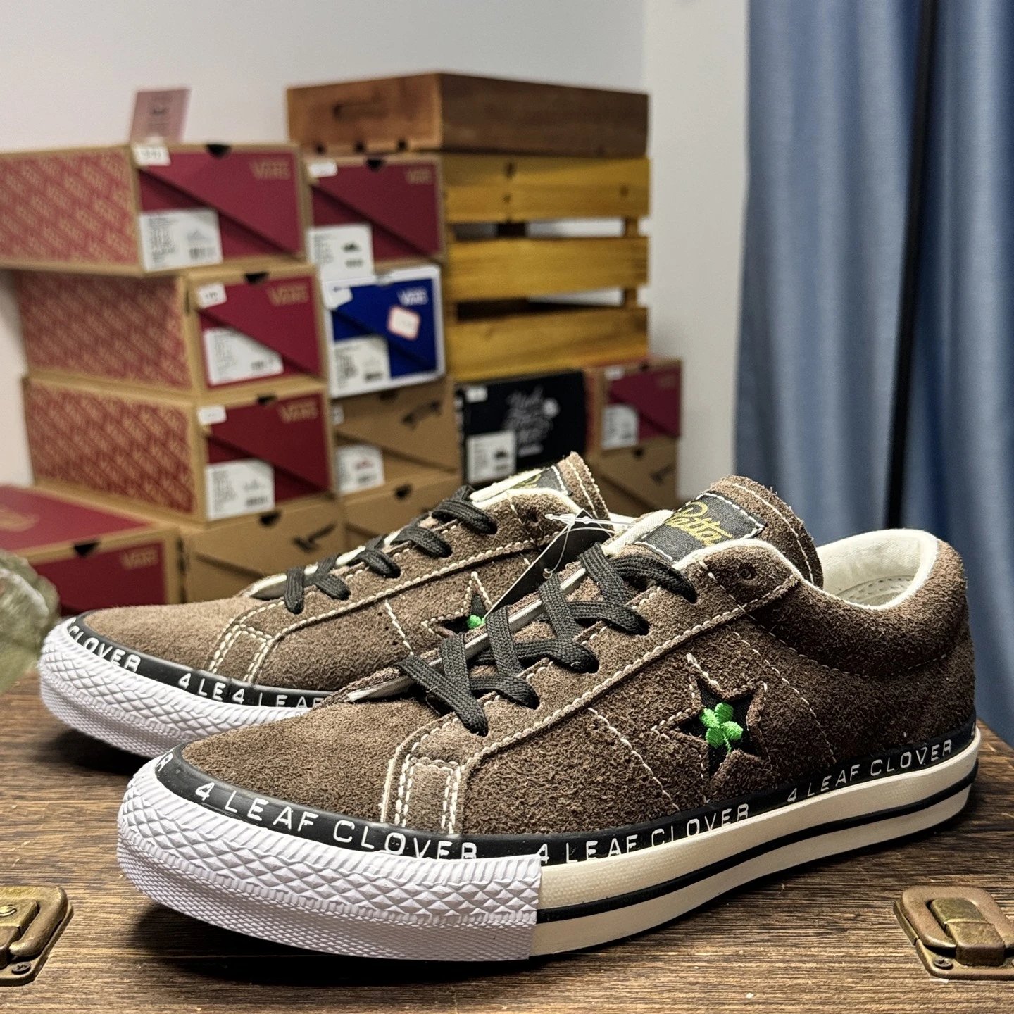 Converse 4 Leaf Clover Brown Suede Casual Shoes