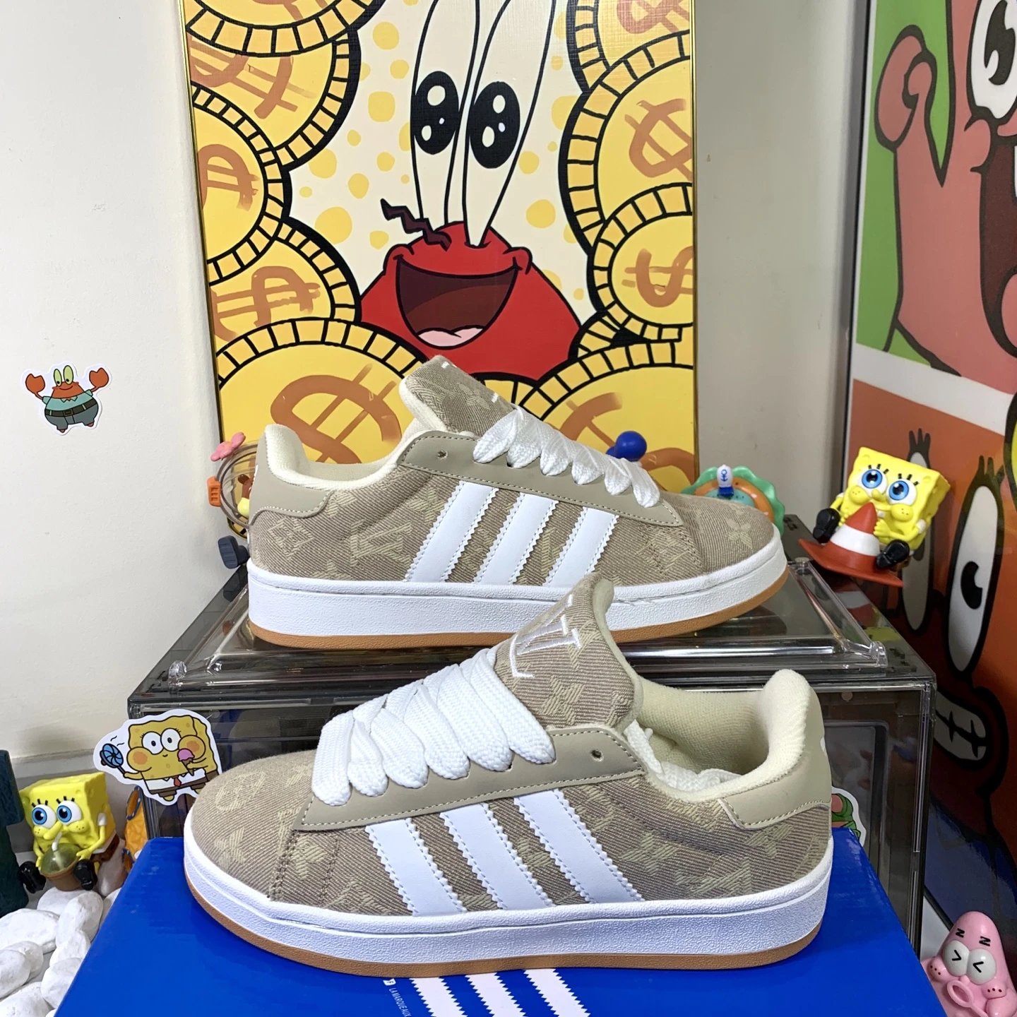 Adidas Beige Canvas Skate Shoes Men Low Top