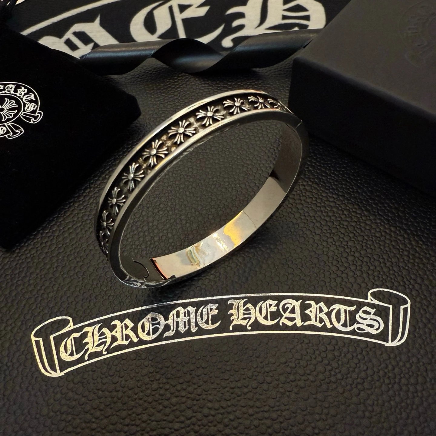 Chrome Hearts Silver Cross Flower Bracelet