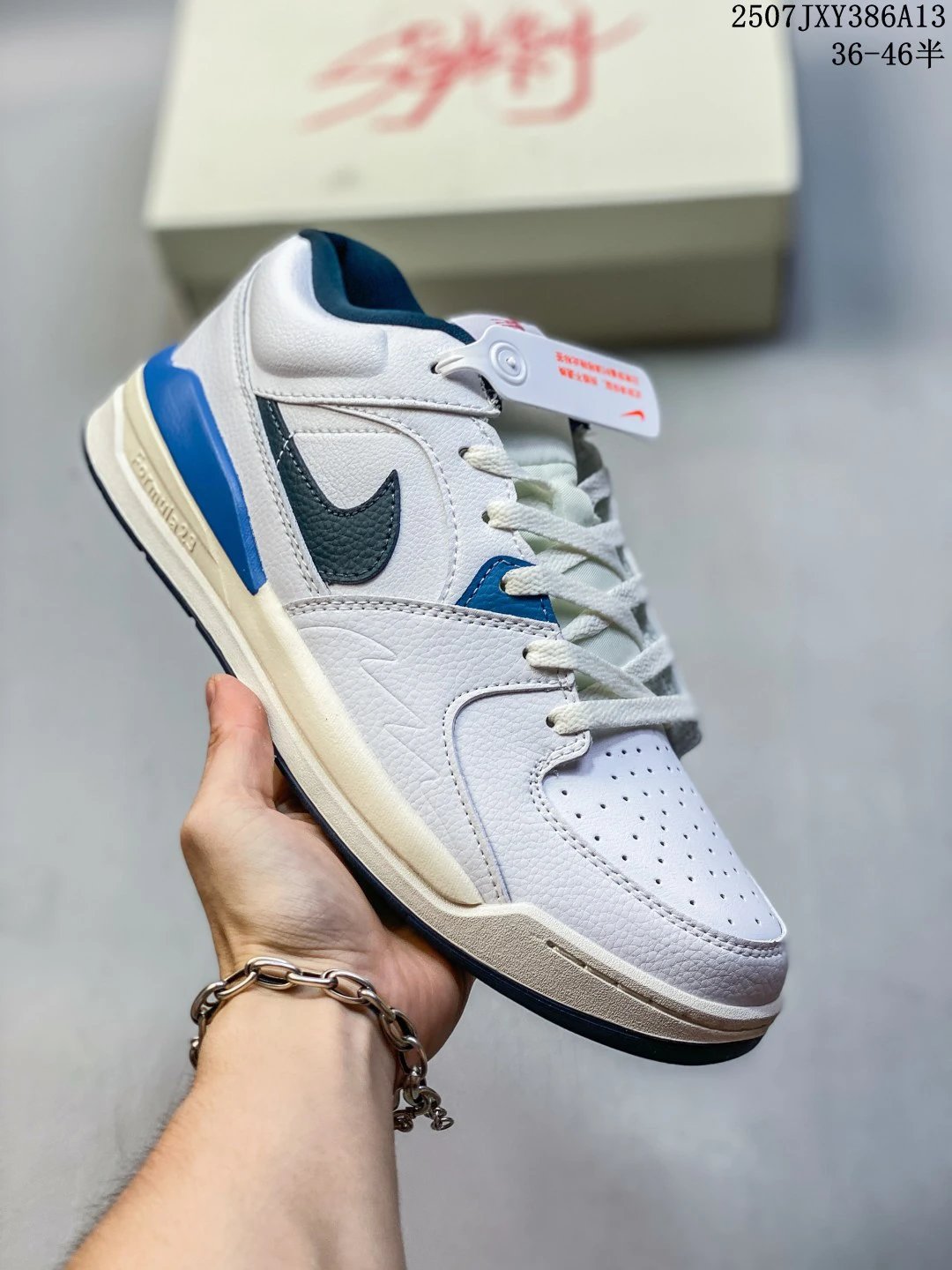 Air Jordan Formula 23 Low White Blue Leather Sneakers