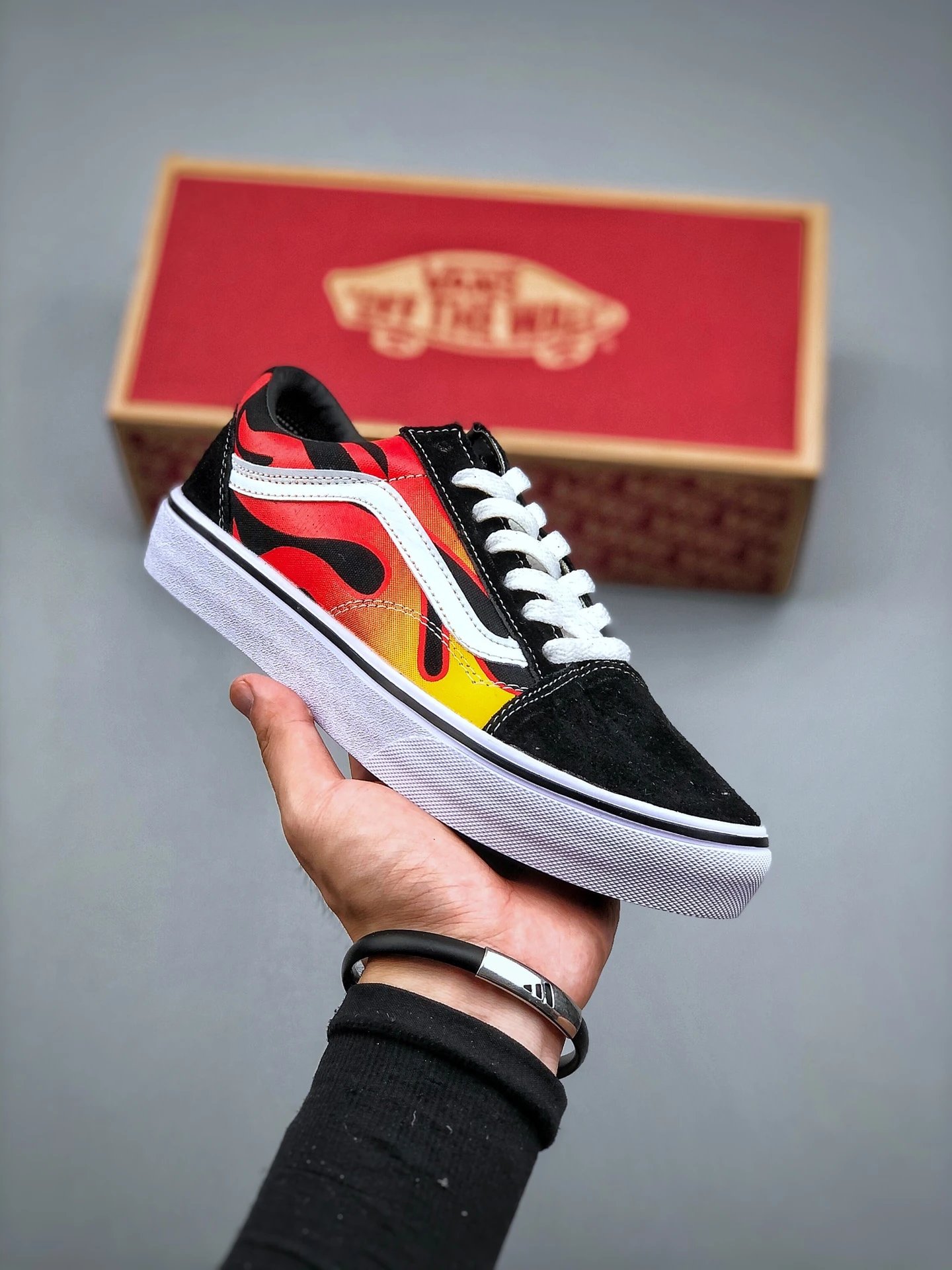 Vans Old Skool Flame Red Yellow Skate Shoes