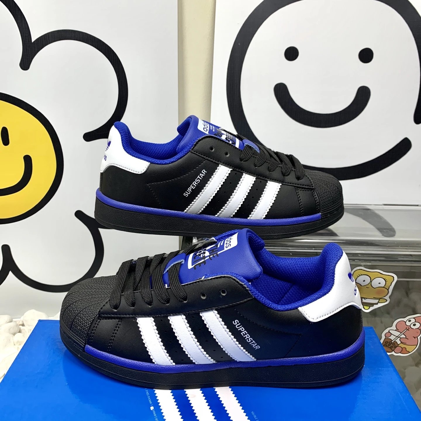 Adidas Superstar Black White Blue Men's Casual Shoes